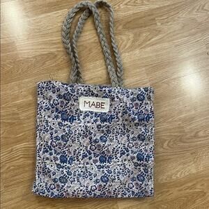 MABE block print and floral jute bag